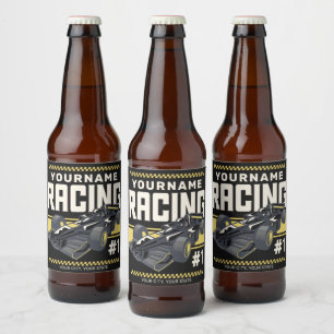 Étiquette Pour Bouteilles De Bière Équipe de course personnalisée Pilote de voiture d