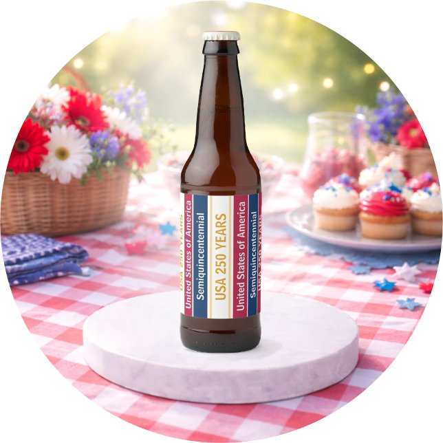 Étiquette Pour Bouteilles De Bière États-Unis 250 Ans Semiquincentenaire Rayures Patr (Créateur téléchargé)