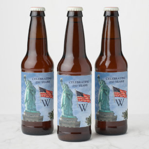 Étiquette Pour Bouteilles De Bière États-Unis 250 Drapeau américain Statue de la Libe