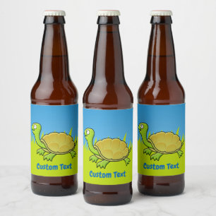 Étiquette Pour Bouteilles De Bière Étiquette à vin de tortue caricaturale