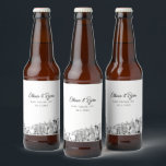 Étiquette Pour Bouteilles De Bière Étiquette de bière personnalisée des monuments de<br><div class="desc">Étiquette de bouteille de bière personnalisée avec vue moderne sur la skyline de Las Vegas. Le design présente un croquis époustouflant avec la possibilité de personnaliser vos noms et votre emplacement exact. Entrez dans l'outil de conception Zazzle pour des personnalisations supplémentaires.</div>