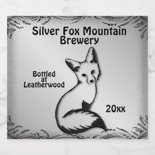 Étiquette Pour Bouteilles De Bière Étiquette de bière Silver Fox (Étiquettes simples)