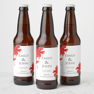 Étiquette Pour Bouteilles De Bière Étiquette de bouteille de bière à fleur d'Hibiscus