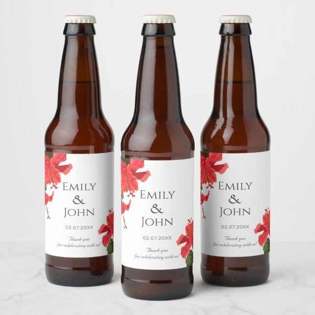 Étiquette Pour Bouteilles De Bière Étiquette de bouteille de bière à fleur d'Hibiscus (Bouteilles)