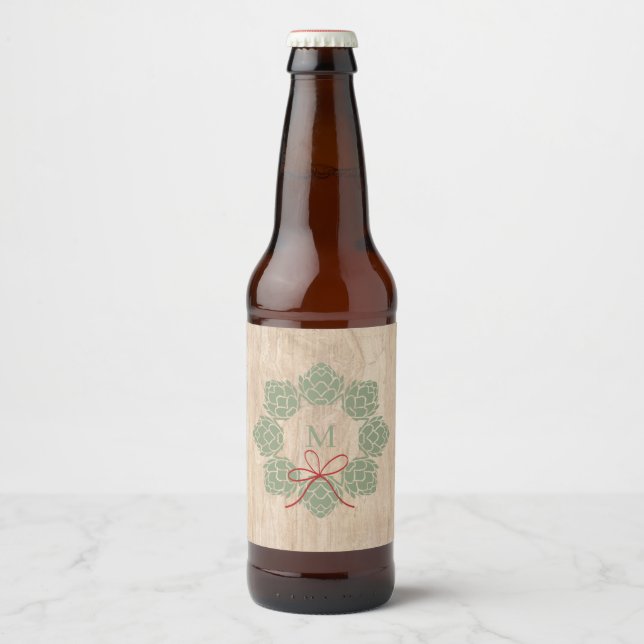 Étiquette Pour Bouteilles De Bière Étiquette de bouteille de bière de Noël rustique (Devant)