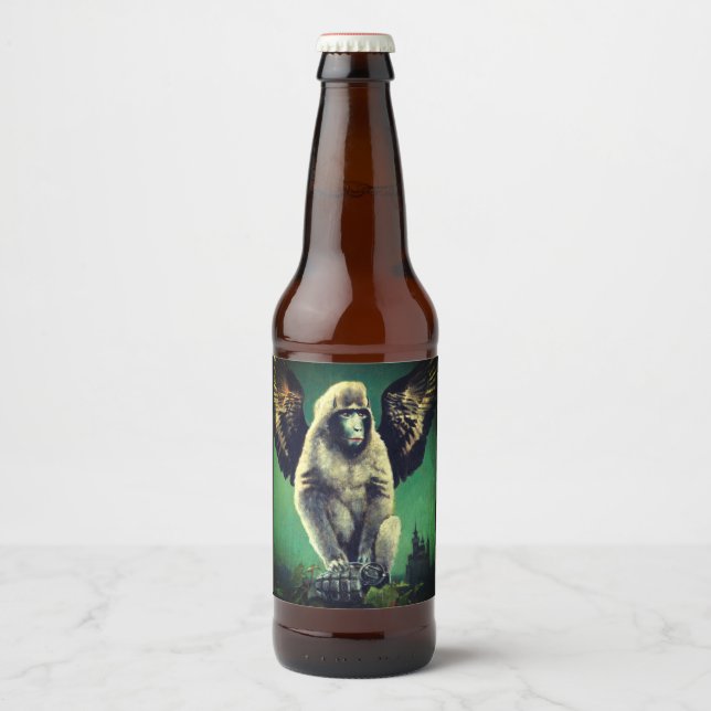 Étiquette Pour Bouteilles De Bière Étiquette de bouteille de bière de singe volant (Devant)