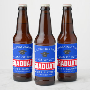 Étiquette Pour Bouteilles De Bière Étiquette de bouteille de bière Red and Blue Cus