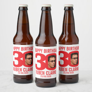 Étiquette Pour Bouteilles De Bière étiquette de nom photo personnalisé du 30e anniv