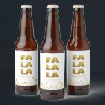 Étiquette Pour Bouteilles De Bière Fa La La | Fun Christmas White & Gold<br><div class="desc">Étiquette simple bouteille de bière White & Gold de Noël avec texte "Fa La" dans un style de typographie amusant mais élégant et étoiles pétillantes. Customisez avec un bref message d'accueil et le nom de l'expéditeur. Mélanger et correspondre avec d'autres modèles de cette série.</div>