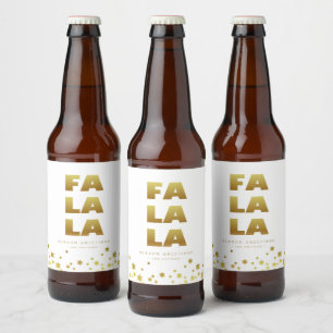 Étiquette Pour Bouteilles De Bière Fa La La Fun Christmas White & Gold