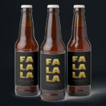 Étiquette Pour Bouteilles De Bière Fa La La | Simple Christmas Black & Gold Beer Bot<br><div class="desc">Étiquette simple bouteille de bière noir & or de Noël avec le texte "Fa La" dans un style amusant mais élégant typographie. Customisez avec un bref message d'accueil et le nom de l'expéditeur. Mélanger et correspondre avec d'autres modèles de cette série.</div>