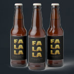 Étiquette Pour Bouteilles De Bière Fa La La | Simple Christmas Black & Gold Beer Bot<br><div class="desc">Étiquette simple bouteille de bière noir & or de Noël avec le texte "Fa La" dans un style amusant mais élégant typographie. Customisez avec un bref message d'accueil et le nom de l'expéditeur. Mélanger et correspondre avec d'autres modèles de cette série.</div>