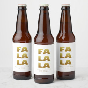 Étiquette Pour Bouteilles De Bière Fa La La Simple Noël blanc & or