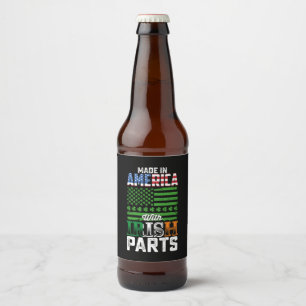 Étiquette Pour Bouteilles De Bière Fabriqué en Amérique avec des pièces irlandaises S