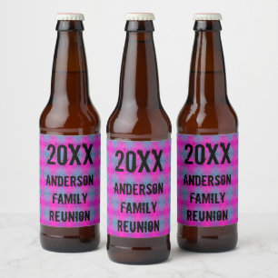 Étiquette Pour Bouteilles De Bière Famille Réunion Neon Tie Dye Fête annuelle