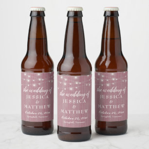 Étiquette Pour Bouteilles De Bière Farmhouse Rustique Lumières Rose