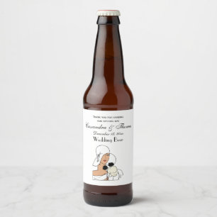 Étiquette Pour Bouteilles De Bière Femme Art Déco Vintage avec Fleurs Portant un Chap