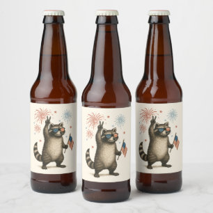 Étiquette Pour Bouteilles De Bière Feral Mais Fireworks Gratuit Feral Raccoon 4 juill