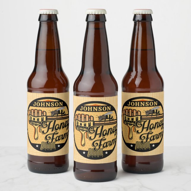 Étiquette Pour Bouteilles De Bière Ferme d'abeilles de miel NOM PERSONNALISÉ Ruche de (Bouteilles)