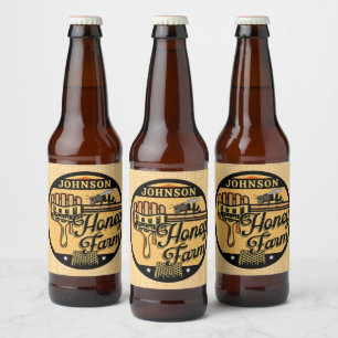 Étiquette Pour Bouteilles De Bière Ferme de ruches personnalisée NOM Rucher doux