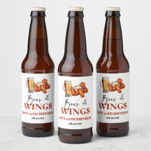 Étiquette Pour Bouteilles De Bière Fête d'anniversaire bière et ailes
