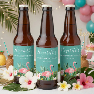 Étiquette Pour Bouteilles De Bière Fête de Fiançailles Fleurie Tropicale à l'Aquarell