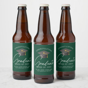 Étiquette Pour Bouteilles De Bière Fête de remise des diplômes personnalisée vert fon