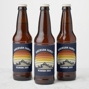 Étiquette Pour Bouteilles De Bière Fête de réunion de famille Sunset Mountain personn