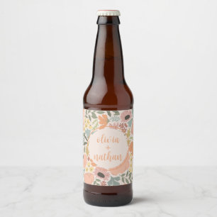 Étiquette Pour Bouteilles De Bière Fête des mariées florale ou Mariage personnalisé