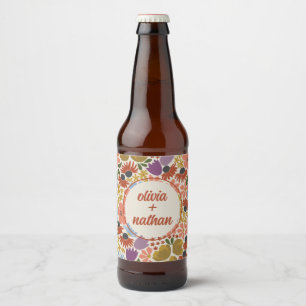 Étiquette Pour Bouteilles De Bière Fête des mariées florale ou Mariage personnalisé