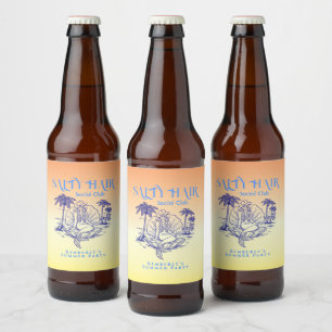 Étiquette Pour Bouteilles De Bière Fête d'été Cowgirl Sirène Jaune Orange Côtière