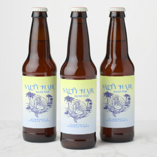 Étiquette Pour Bouteilles De Bière Fête d'été de la chouette de sirène bleue côtière