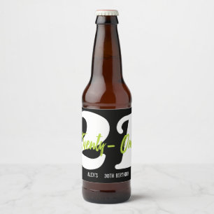 Étiquette Pour Bouteilles De Bière Fête du 21e anniversaire moderne et tendance