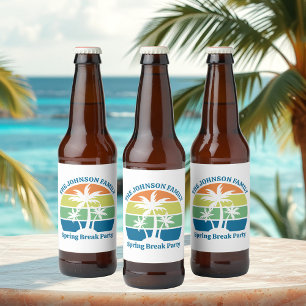Étiquette Pour Bouteilles De Bière Fête personnalisable aux palmiers de l'île tropica