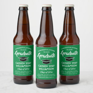 Étiquette Pour Bouteilles De Bière Fêtes de fin d'études supérieures Moderne Vert Bla