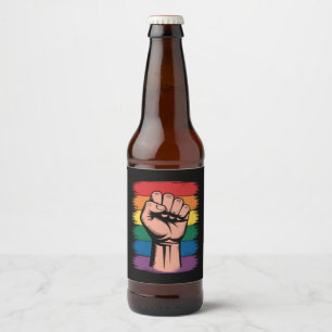 Étiquette Pour Bouteilles De Bière Fierté de poing élevée Rainbow LGBTQ Droits de sup