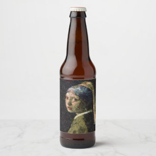 Étiquette Pour Bouteilles De Bière Fille Avec Une Fraise Élevant Beau Art Spoof