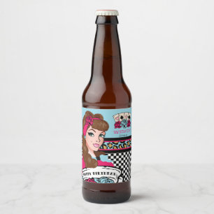Étiquette Pour Bouteilles De Bière Fille Pin-, Checkered et léopard