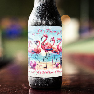 Étiquette Pour Bouteilles De Bière Flamingle Beach Anniversaire Bash Commémoratif