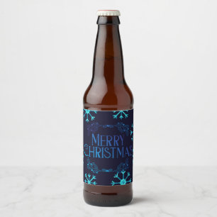 Étiquette Pour Bouteilles De Bière Flèches de neige de Parties scintillant bleue