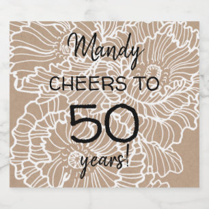 Étiquette Pour Bouteilles De Bière Fleurs Lineares et pies d'anniversaire