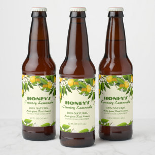 Étiquette Pour Bouteilles De Bière Floral aux agrumes de citron