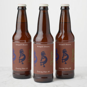 Étiquette Pour Bouteilles De Bière Flûte Jouer des figures Kokopelli sur la bière rou