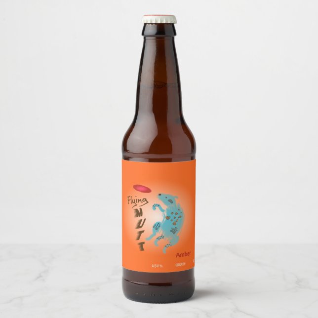 Étiquette Pour Bouteilles De Bière Flying Mutt, nom et style (Devant)