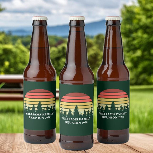 Étiquette Pour Bouteilles De Bière Forêt Coucher Personnalisé Famille Réunion Voyage  (Créateur téléchargé)