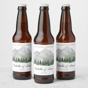 Étiquette Pour Bouteilles De Bière Forêt rustique et Mariage de montagne