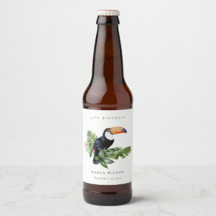 Étiquette Pour Bouteilles De Bière Forêt tropicale tropicale Faune toucan N'importe q