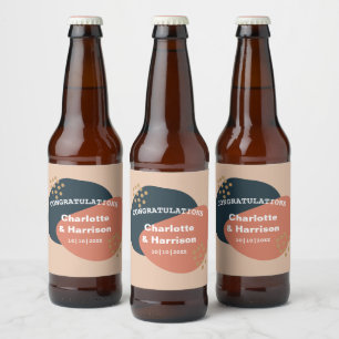 Étiquette Pour Bouteilles De Bière Formes Abstraites modernes Mariage de la marine en