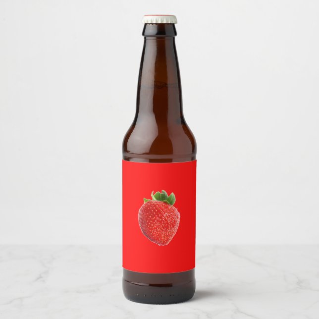 Étiquette Pour Bouteilles De Bière Fraise d'été (Devant)