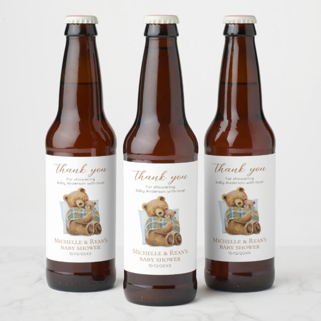 Étiquette Pour Bouteilles De Bière Froid Dehors Ours Maman Teddy Baby shower Ours (Bouteilles)